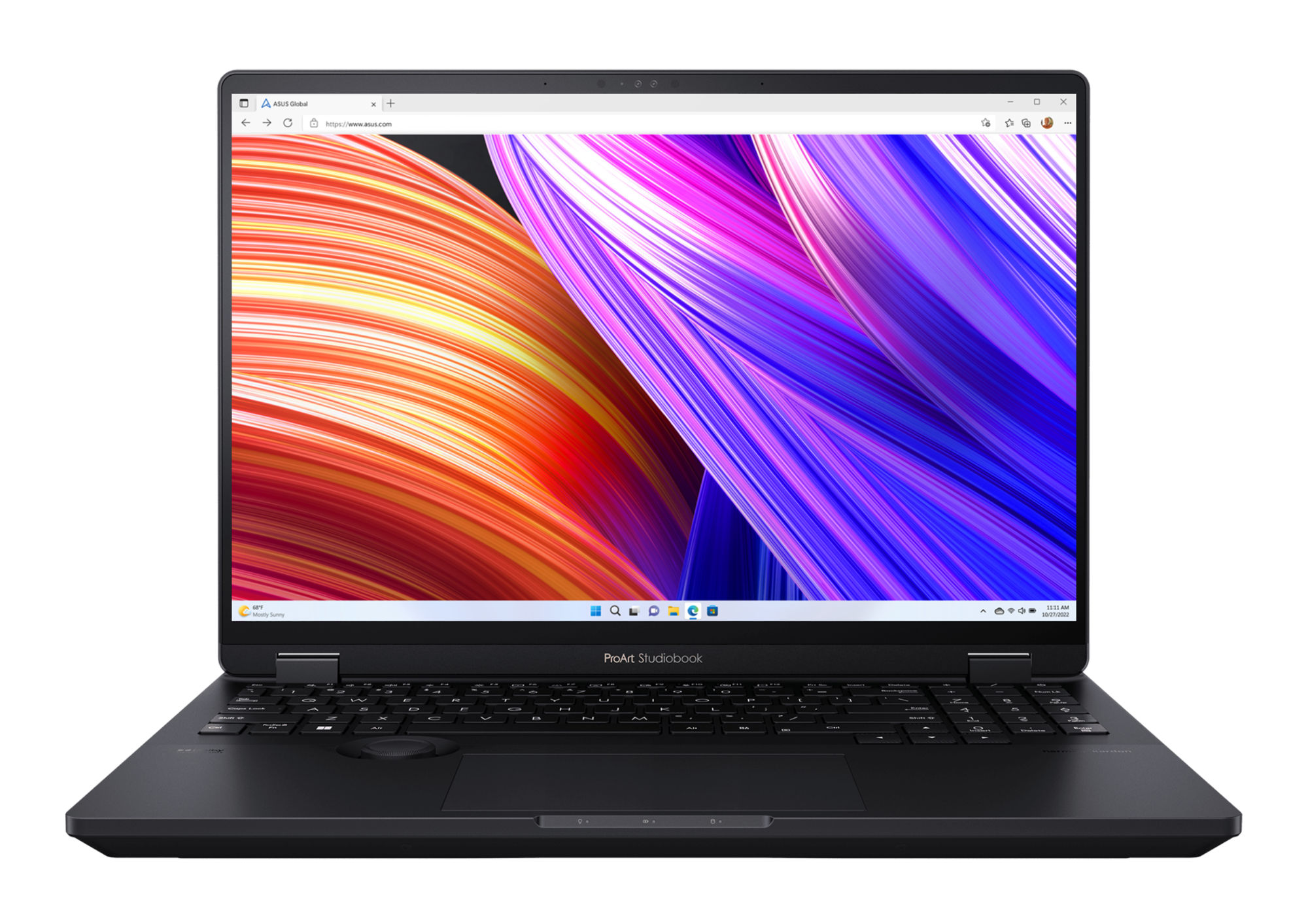 Vue de l'Asus ProArt StudioBook 16, un PC portable puissant conçu pour les créatifs professionnels